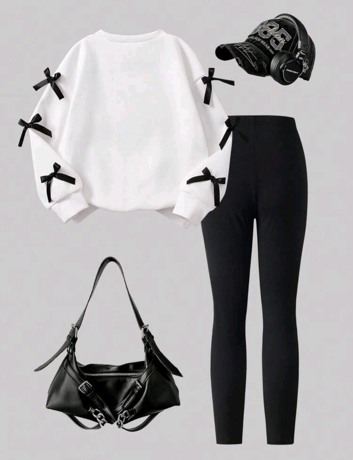 Mangas largas con moño + leggins acanalado