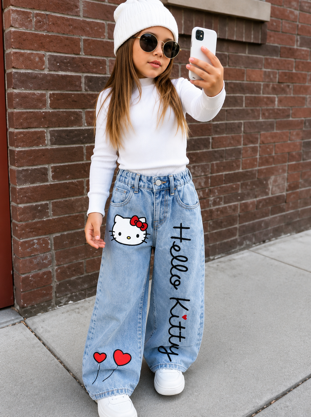 Pantalón De Jeans Wide leg con diseños