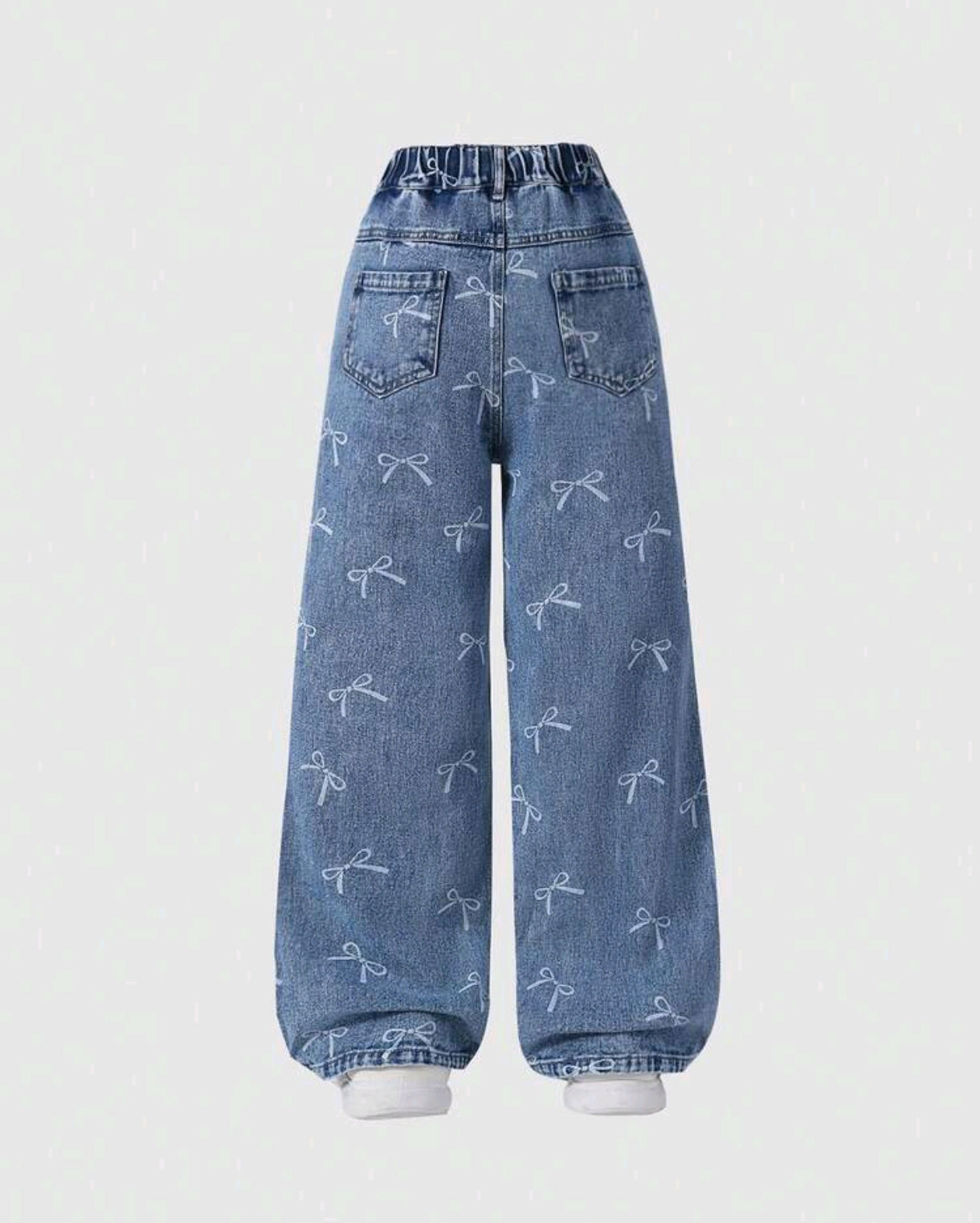 Pantalón de Jeans Wide leg con diseños de moños