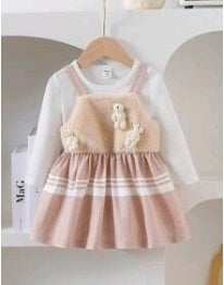 Mangas largas + vestido con bordados de osito