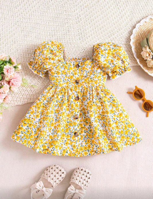 Vestido bebé floral con mangas