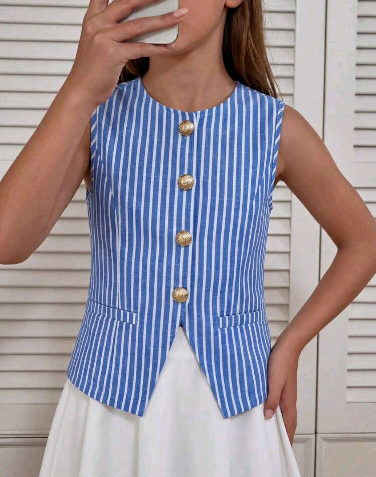 Blusa Elegante a rayas con botones