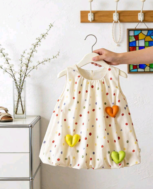 Vestido bebé globo con amotas y corazón 3 D