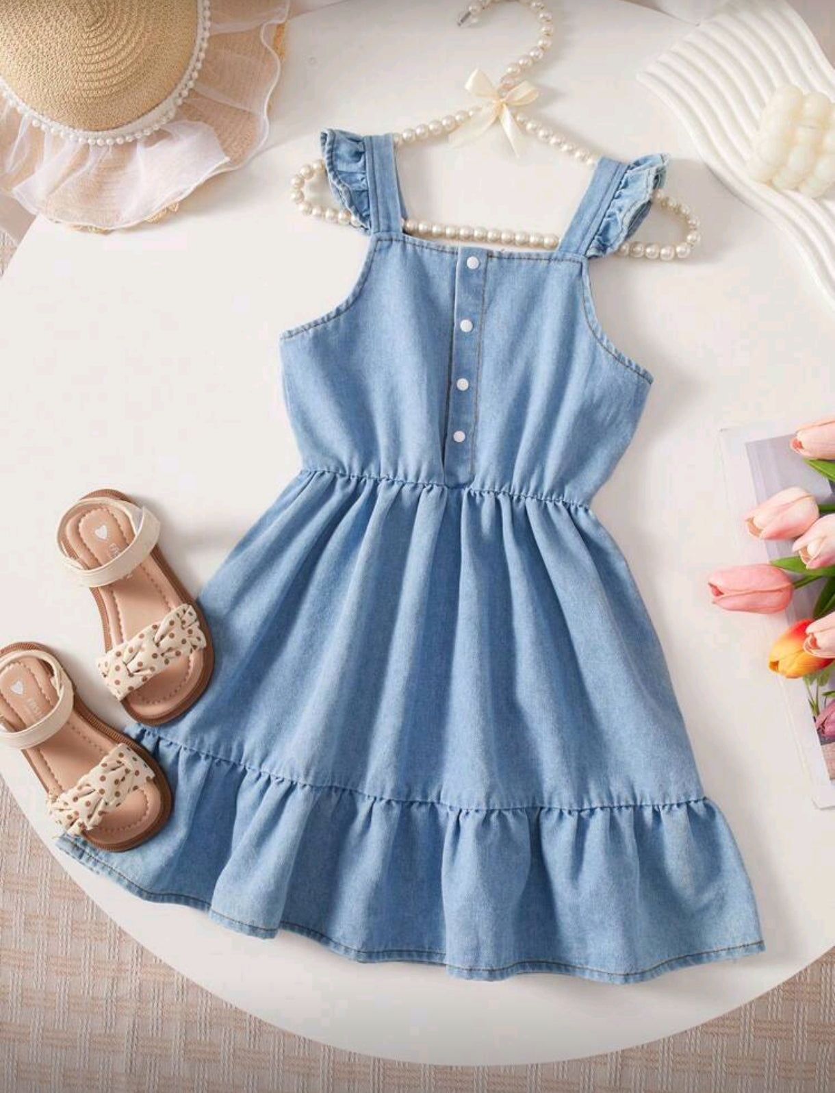 Vestido de jeans con detalles de moño