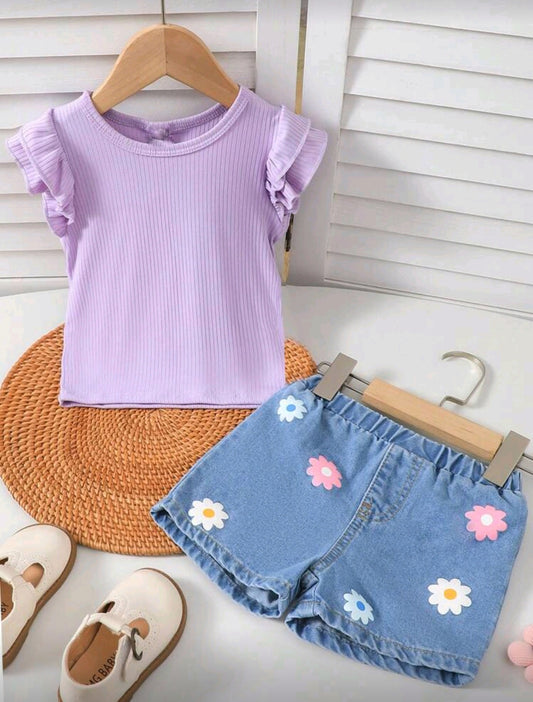 Blusa + short de jeans floral