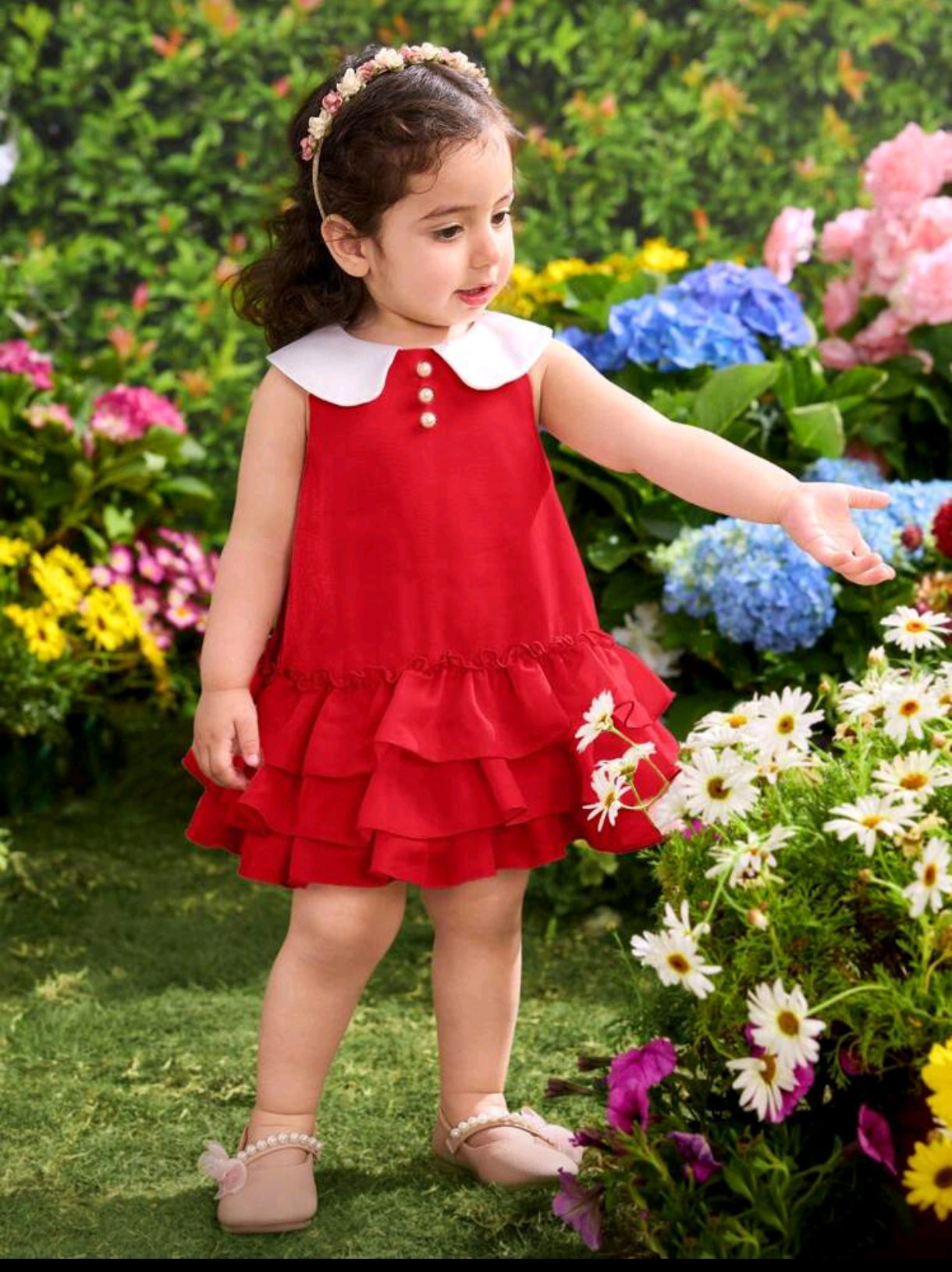 Vestido de organza con cuello