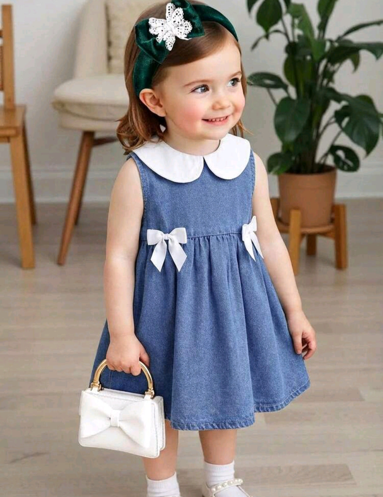 Vestido de Jeans bebe sin mangas con cuello