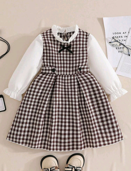 Vestido mangas largas a cuadro
