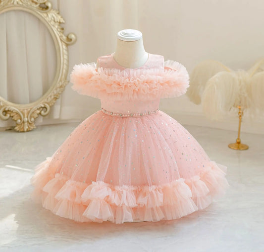 Vestido Elegante de tul con brillos