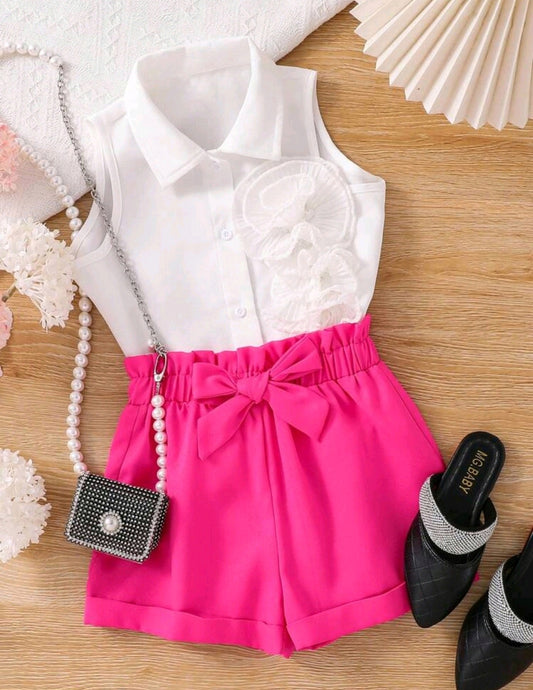 Camisa sin mangas con detalles + short