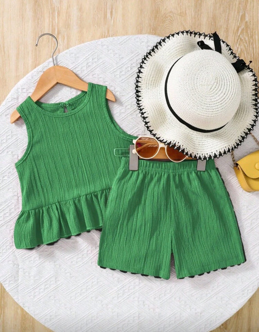 Blusa sin mangas+ short verde