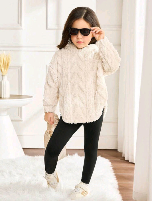 Abrigo teddy con capucha + leggins