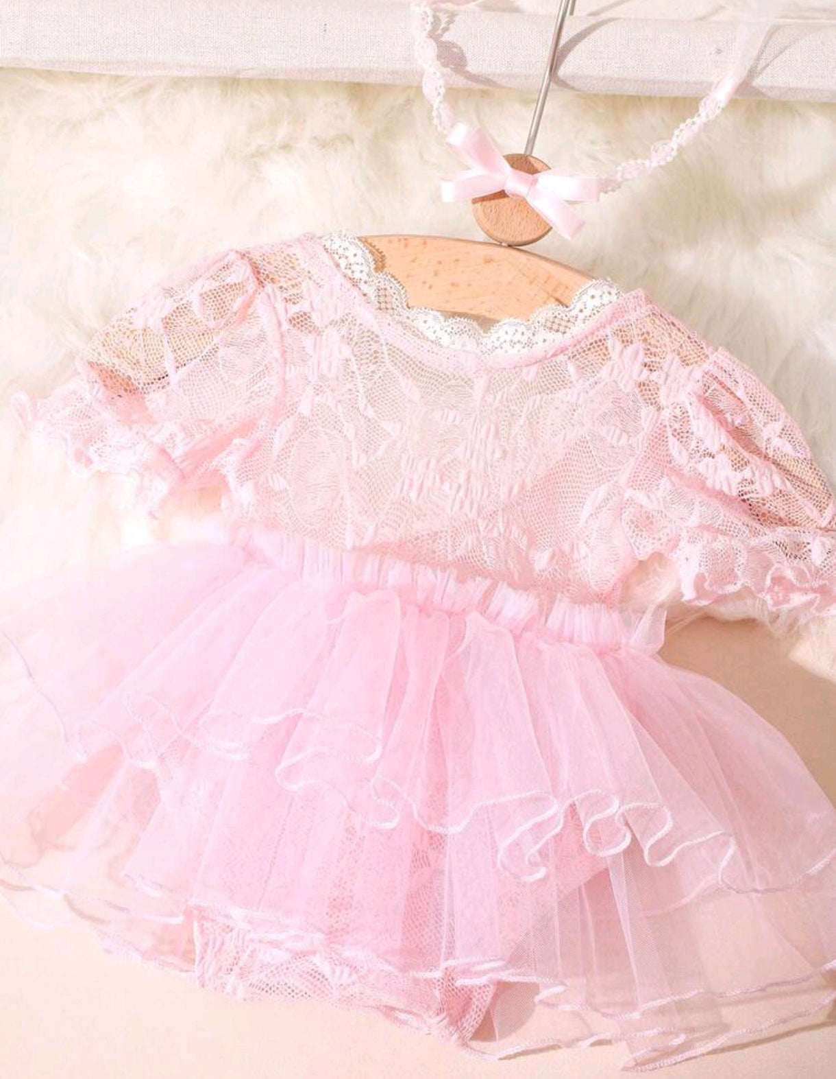 Body de renda RN para sesión de fotos + diadema