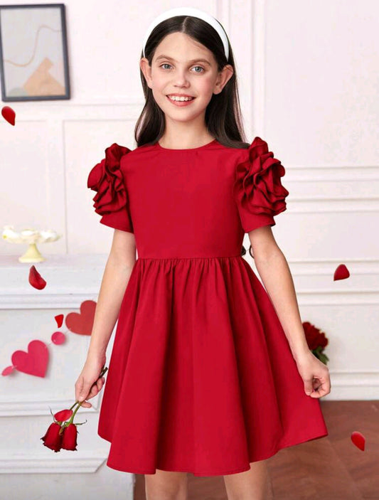 Vestido rojo con detelles en las mangas