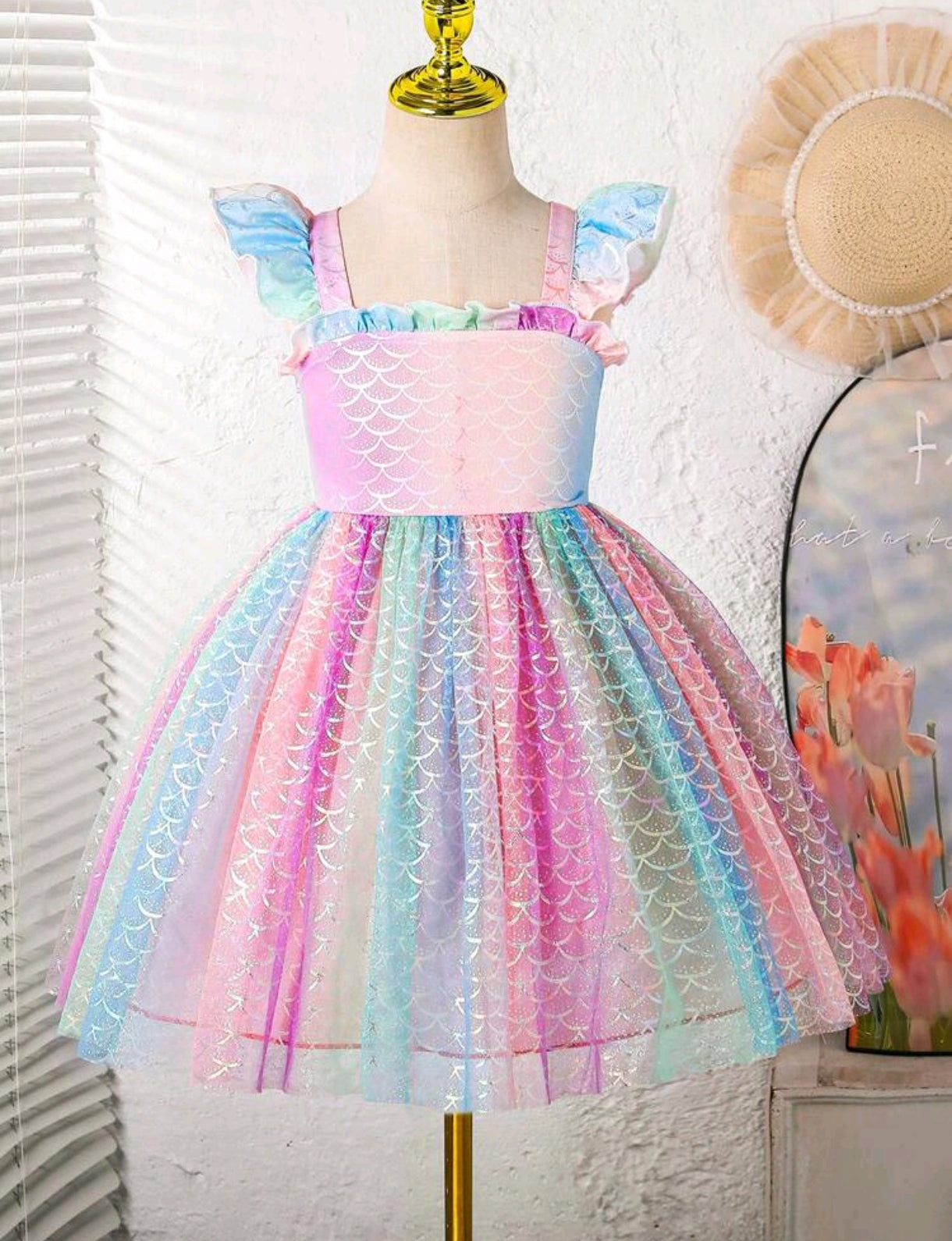 Vestido Elegante con diseño de escamas, multicor