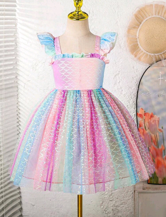 Vestido Elegante con diseño de escamas, multicor