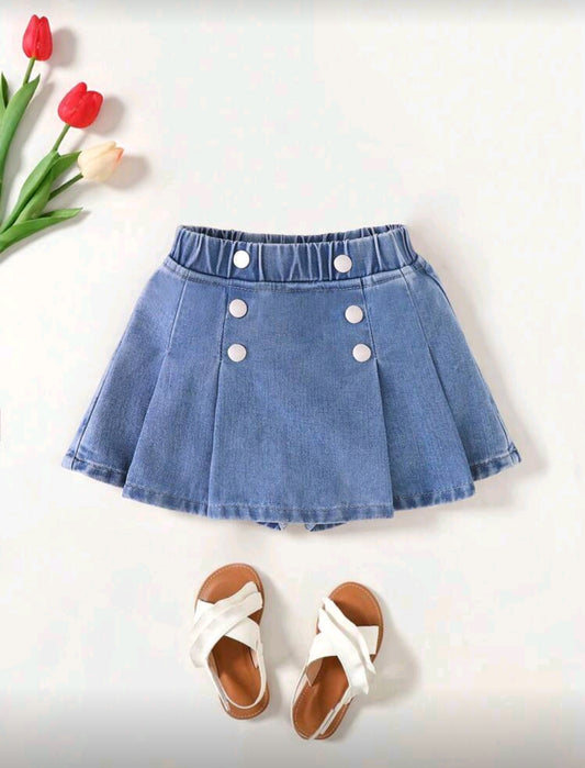 Short pollera de jeans plisada