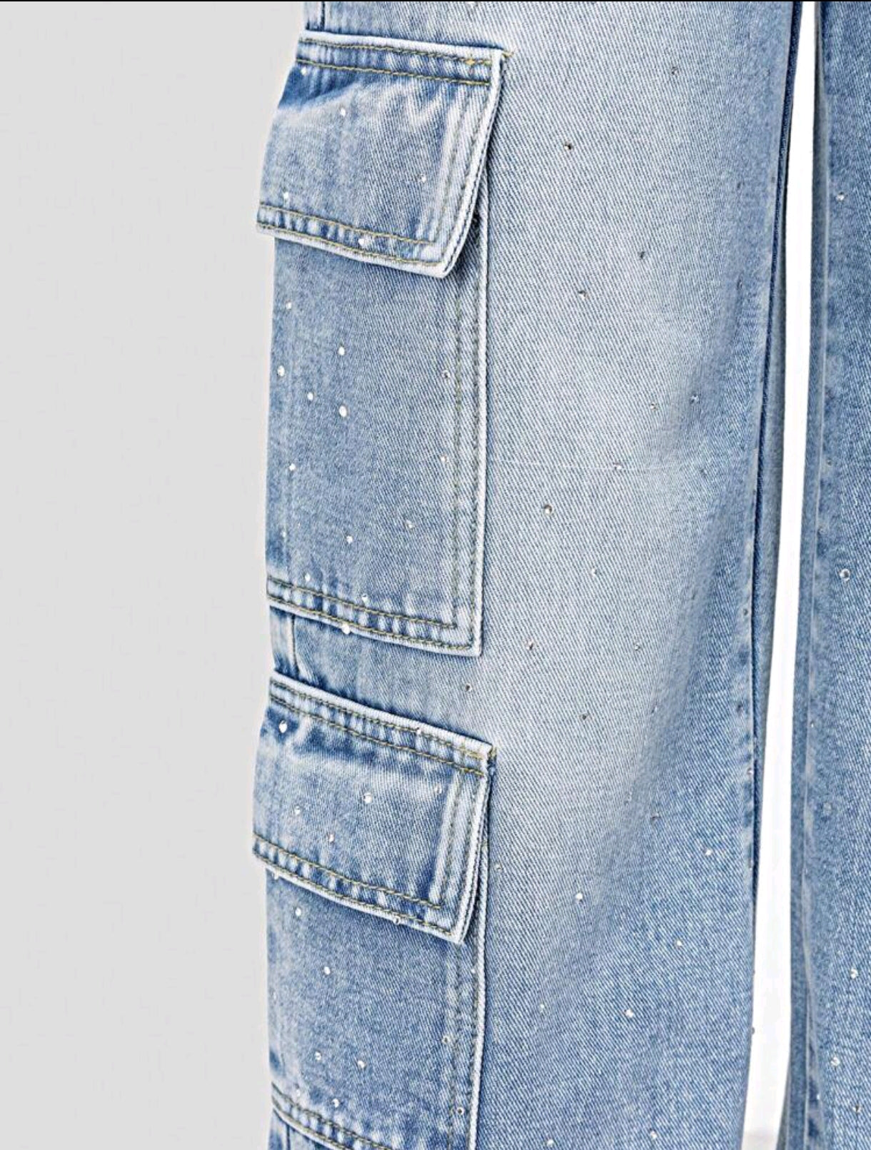 Pantalón de Jeans cargo con brillos