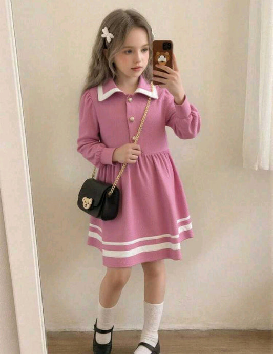 Vestido Mangas largas con cuello y botones