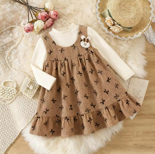 Vestido bebé mangas largas tipo corderoy