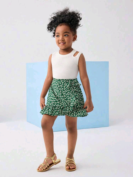 Blusa sin mangas + falda estampado