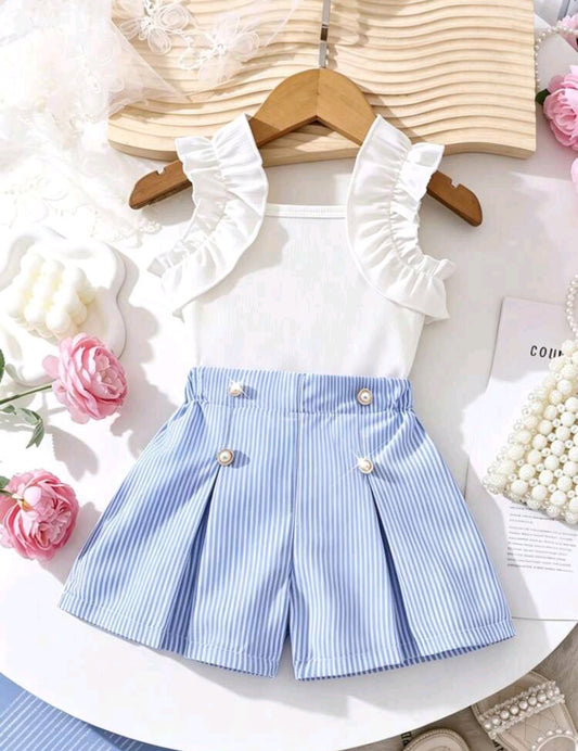 Blusa acanalado + short a rayas