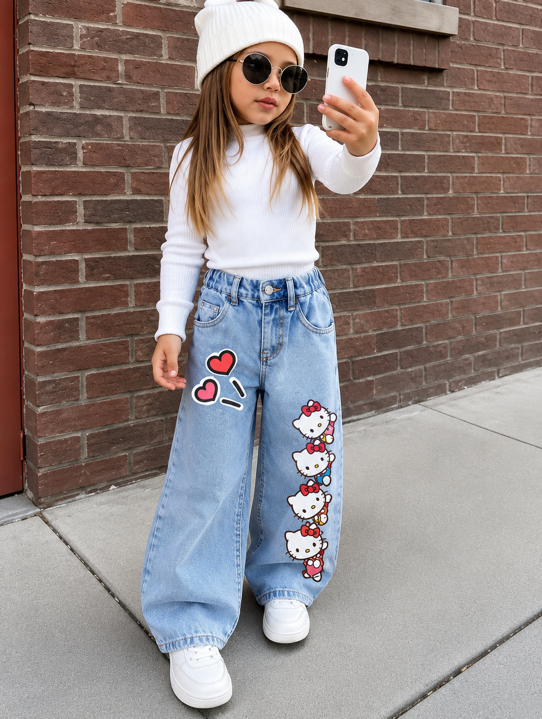 Pantalón De Jeans Wide leg con diseños