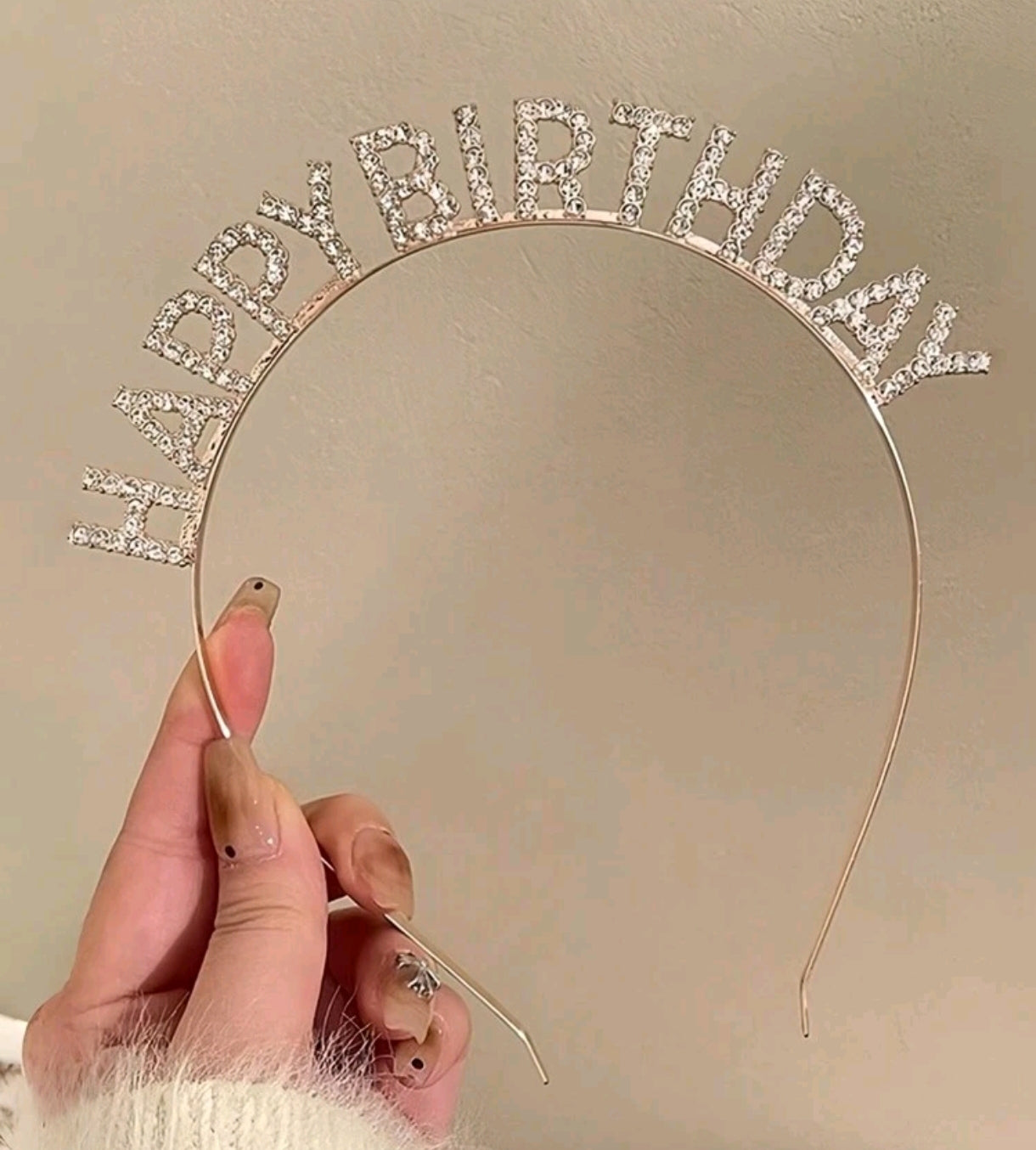 Acc. Diadema de feliz cumpleaños con brillos