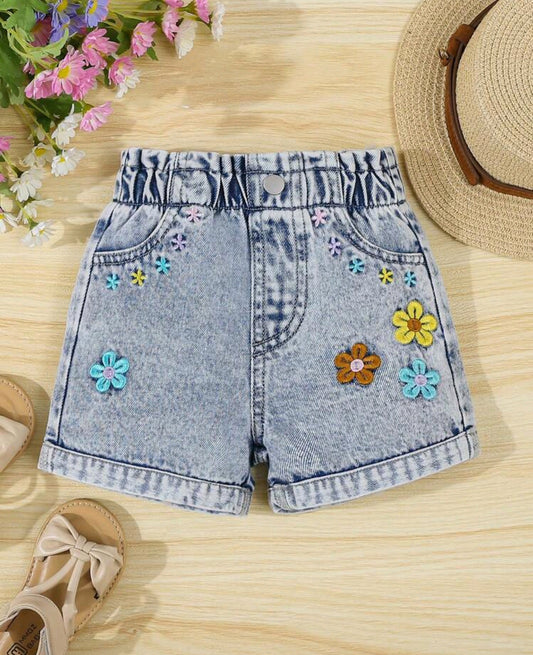 Short de jeans bebe, con bordados