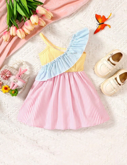 Vestido bebé asimétrica multicolor