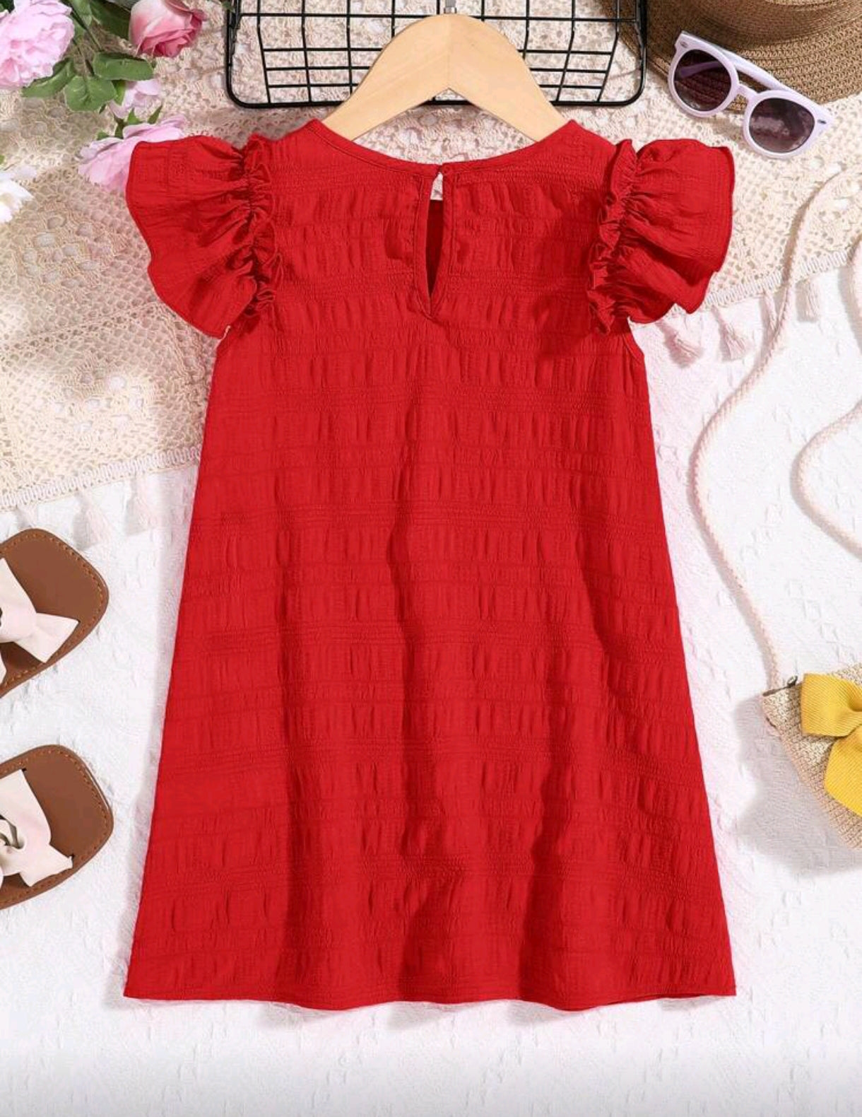 Vestido liso con detalles en las mangas