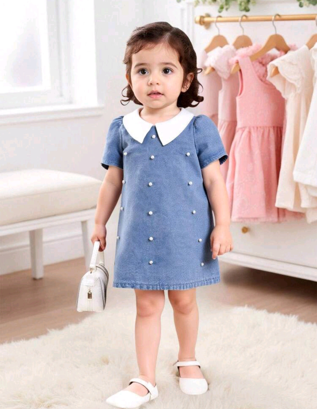Vestido de jeans Bebé con perlitas