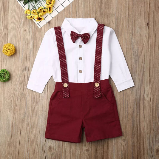 Conjunto niño. Camisa+ short+ moño+ suspensorio