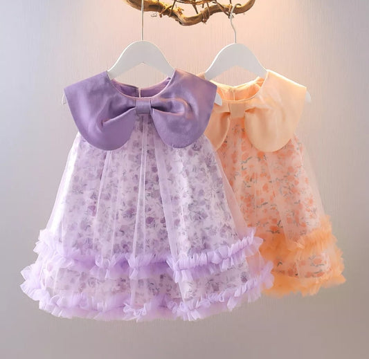 Vestido para bebé estampado floral y tul