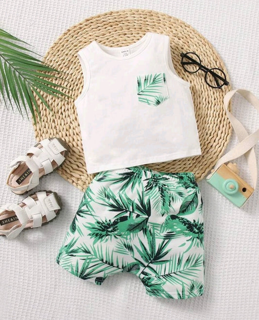 Conjunto para bebé estampado tropical