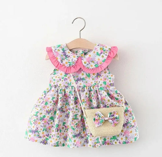 Vestido bebé floral + bolso